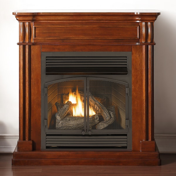Duluth Forge Dual Fuel Ventless Gas Fireplace With Mantel - 32,000 Btu, T-Stat DFS-400T-1AT - main